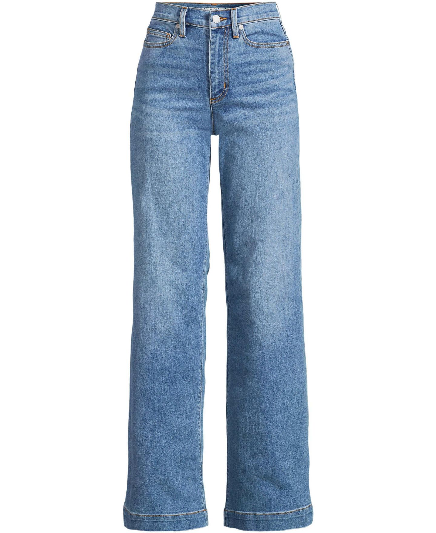 Женские джинсы Lands' End Recover High Rise Wide Leg, цвет: Синий — фото 3