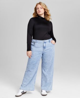 And Now This Trendy Plus Size Wide-Leg High-Rise Embellished