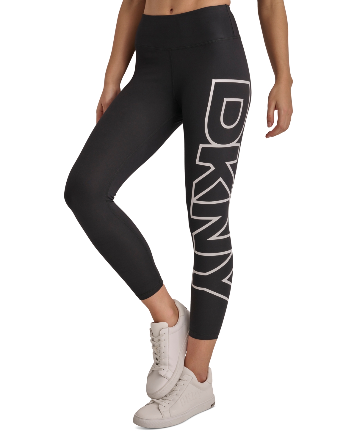 Dkny Sport Women's High-Rise Logo Graphic 7/8 Leggings - Blk/wht