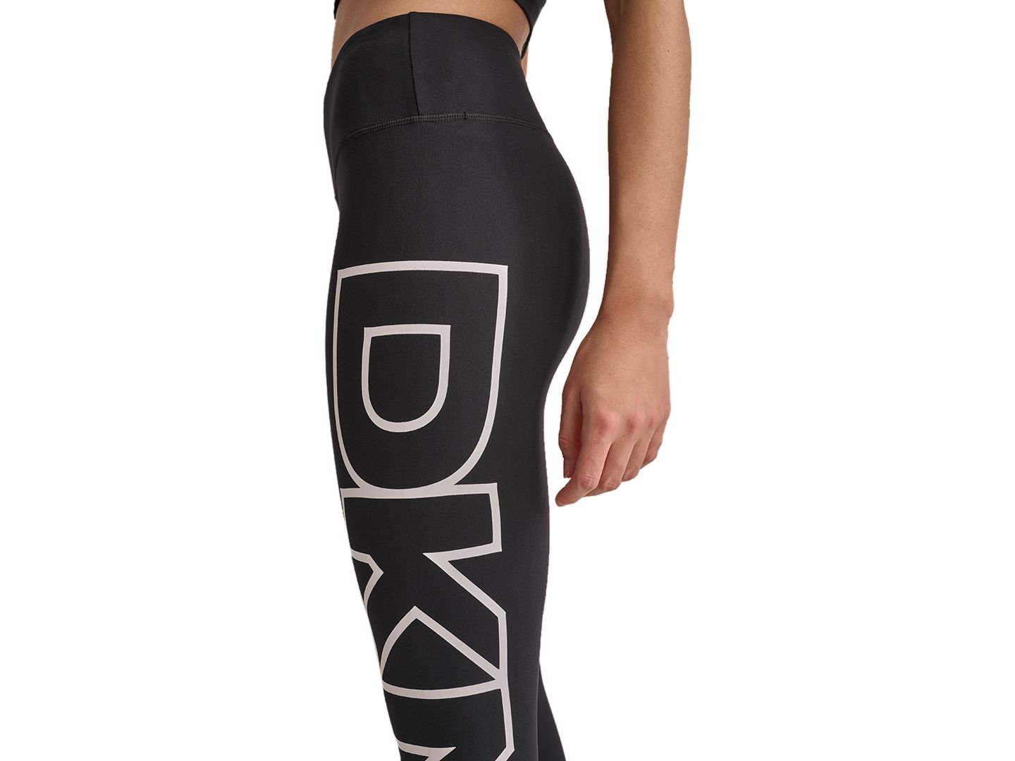 Женские леггинсы DKNY Sport High-Rise Logo Graphic 7/8 Leggings, цвет: Чёрный / Белый — фото 4