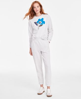 ON 34TH WOMENS CREWNECK SWEATSHIRT FLEECE JOGGERS CREATED FOR MACYS 