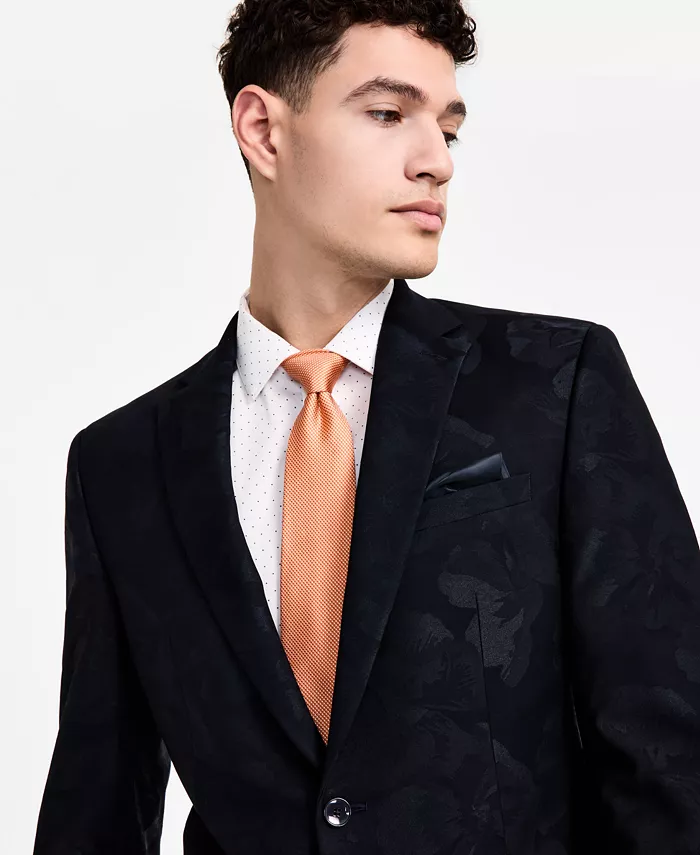 Men's Slim-Fit Jacquard-Floral Evening Jacket - thumbnail 3