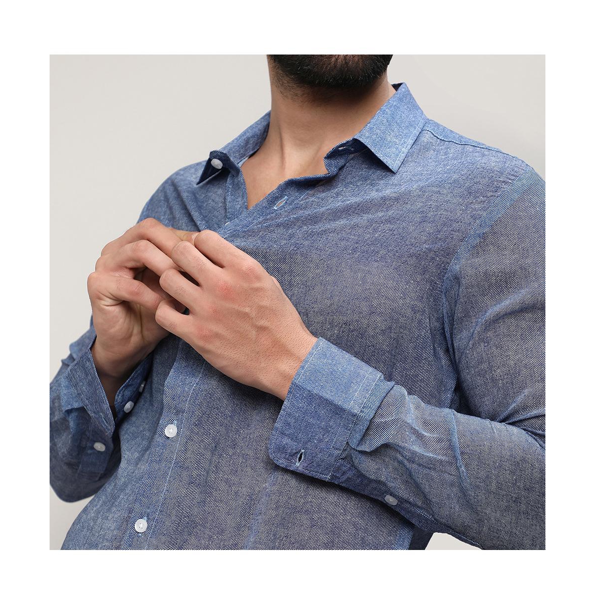Campus Sutra Men's PrussianGauzy Heathered Shirt - Blue