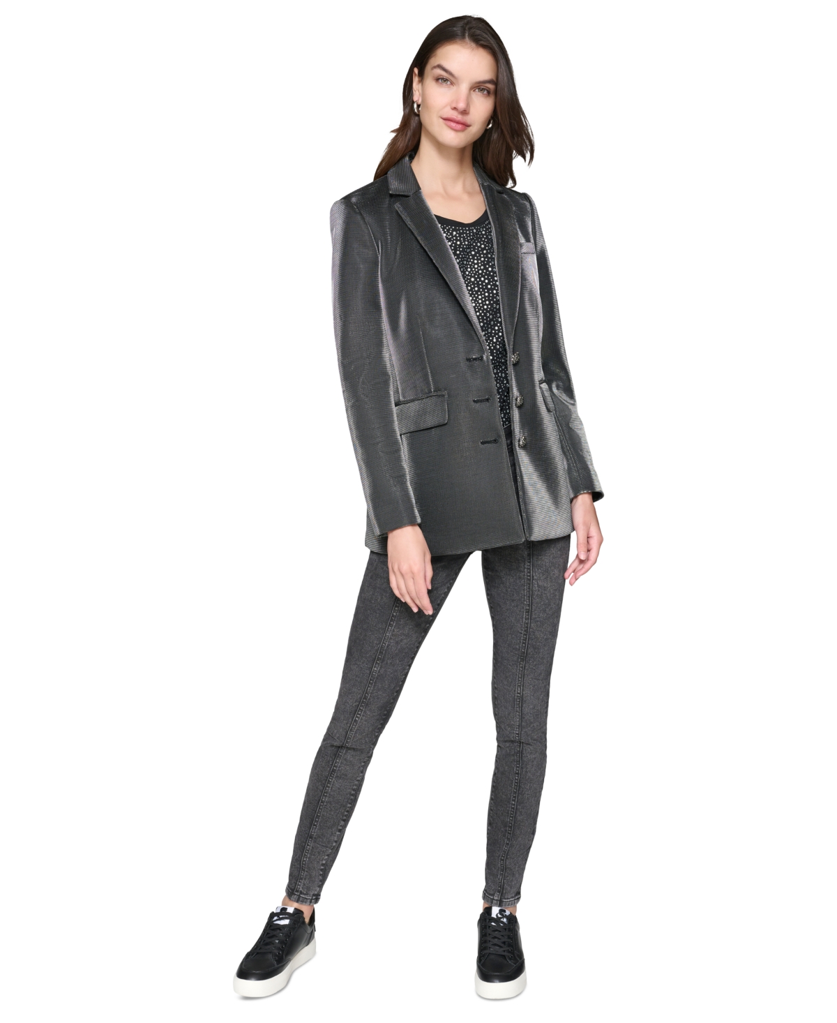 Karl Lagerfeld Paris Women's Metallic Blazer