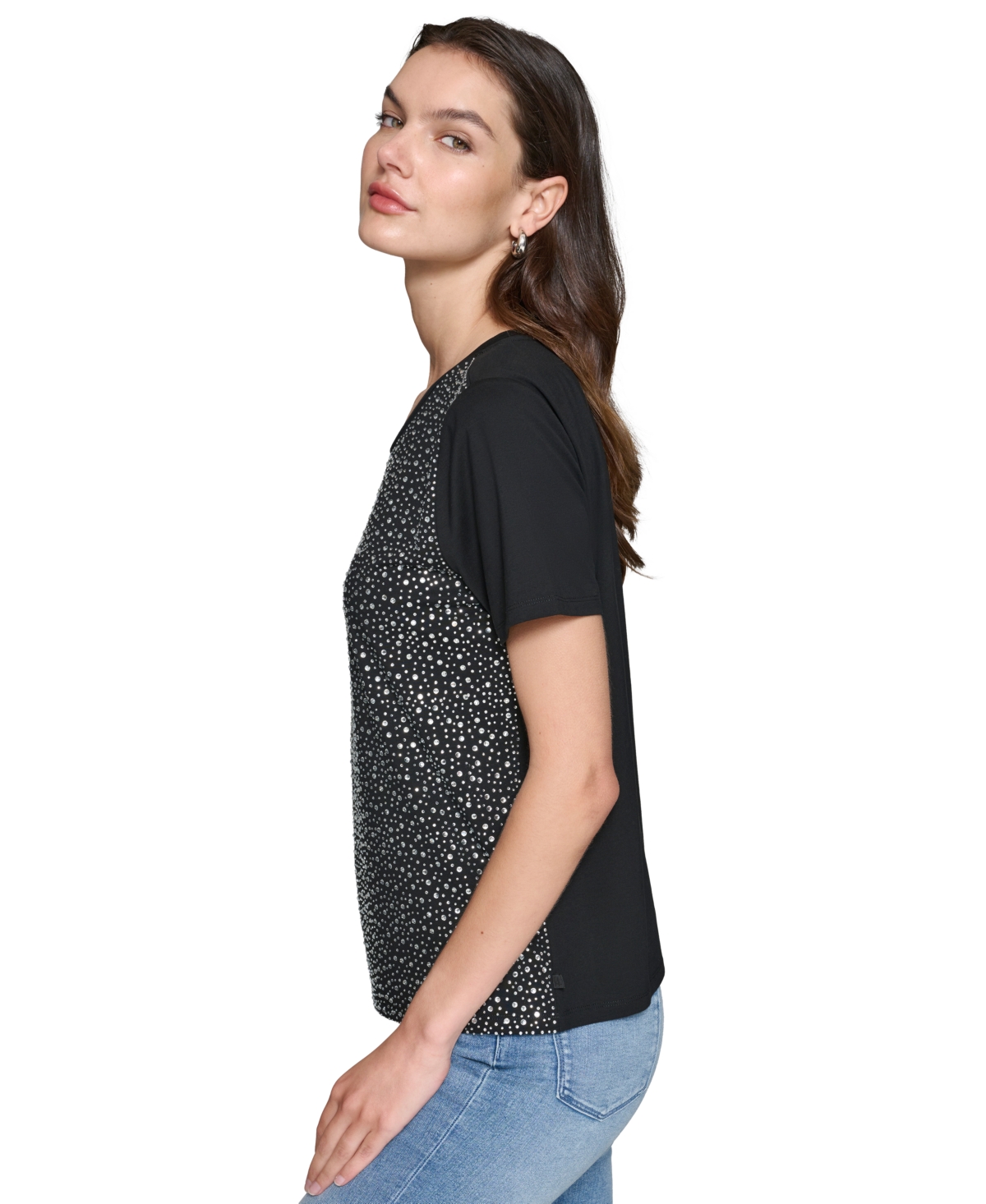Karl Lagerfeld Paris Women's Rhinestone-Embellished T-Shirt