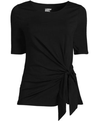 Women's Petite Lightweight Jersey Tie Front Top