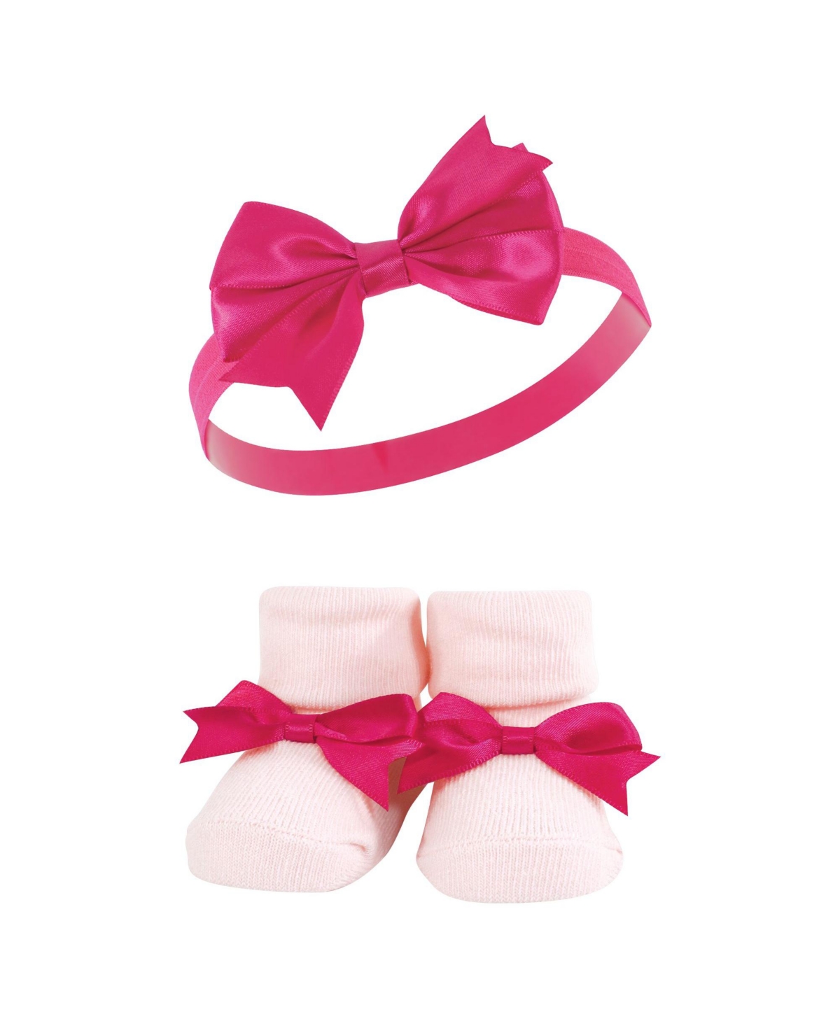 Hudson Baby Baby Girls Headband and Socks Giftset, One - Pink gray flower