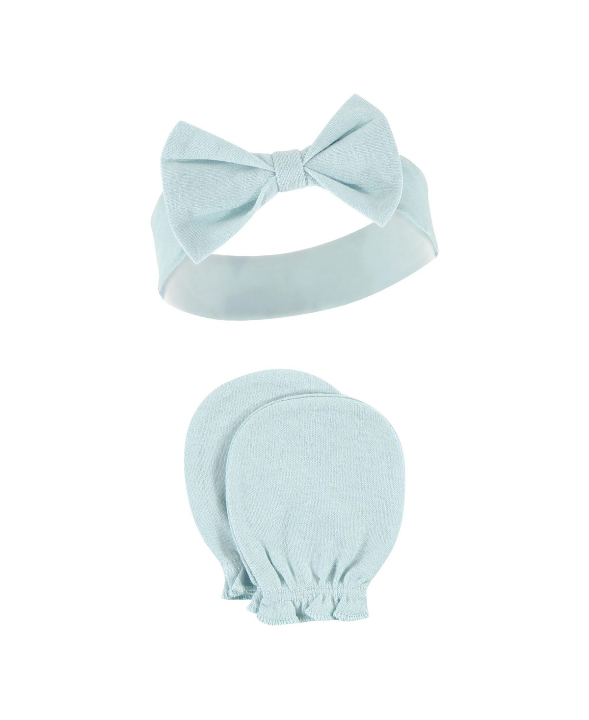 Hudson Baby Baby Girls Cotton Headband and Scratch Mitten Set, Months - Modern rainbow
