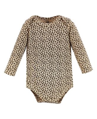 Cotton Long-Sleeve Bodysuits, Elephant 5-Pack