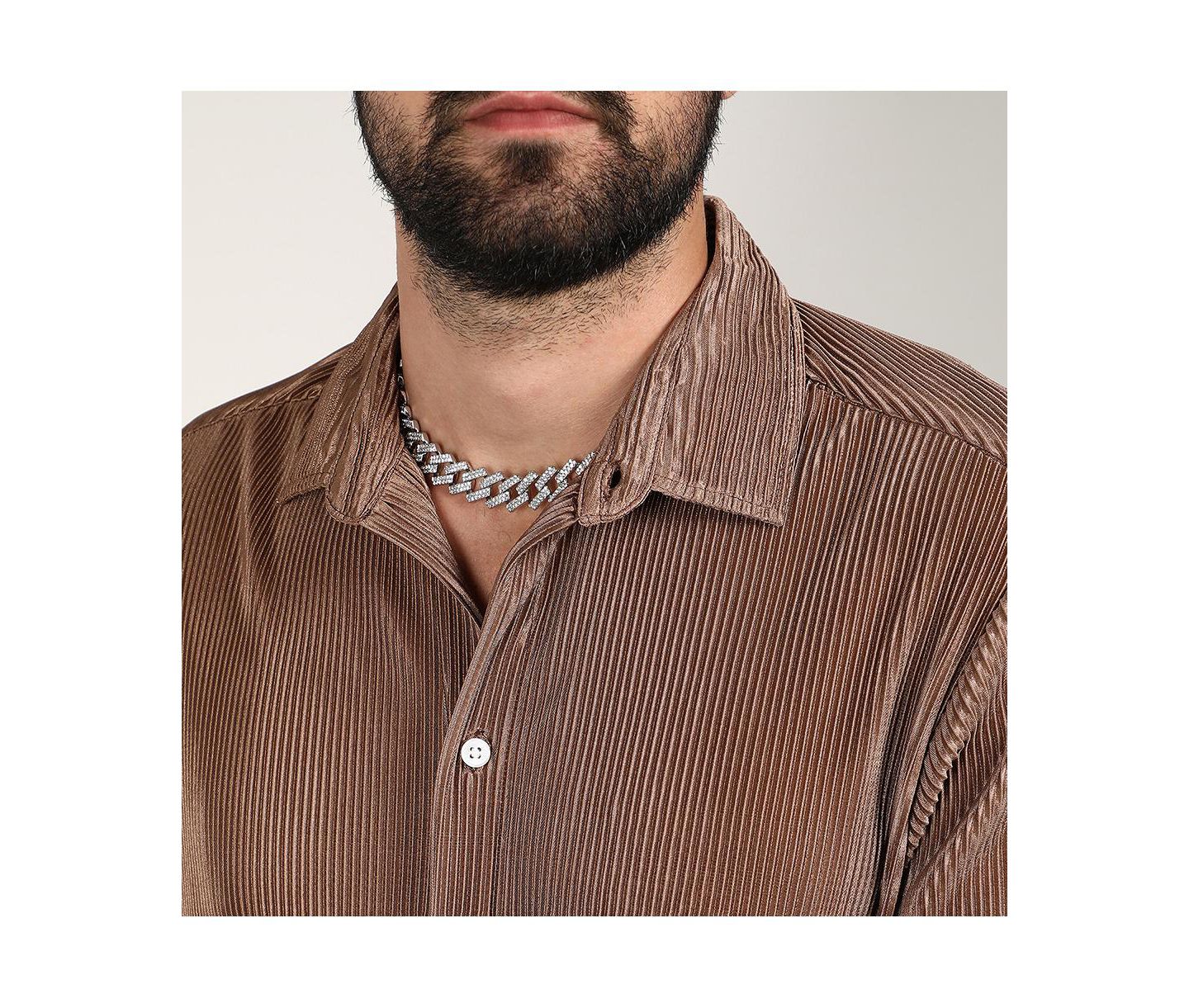 Мужская рубашка Cahoot Mocha Brown Pleat-Creased, цвет: Коричневый — фото 5
