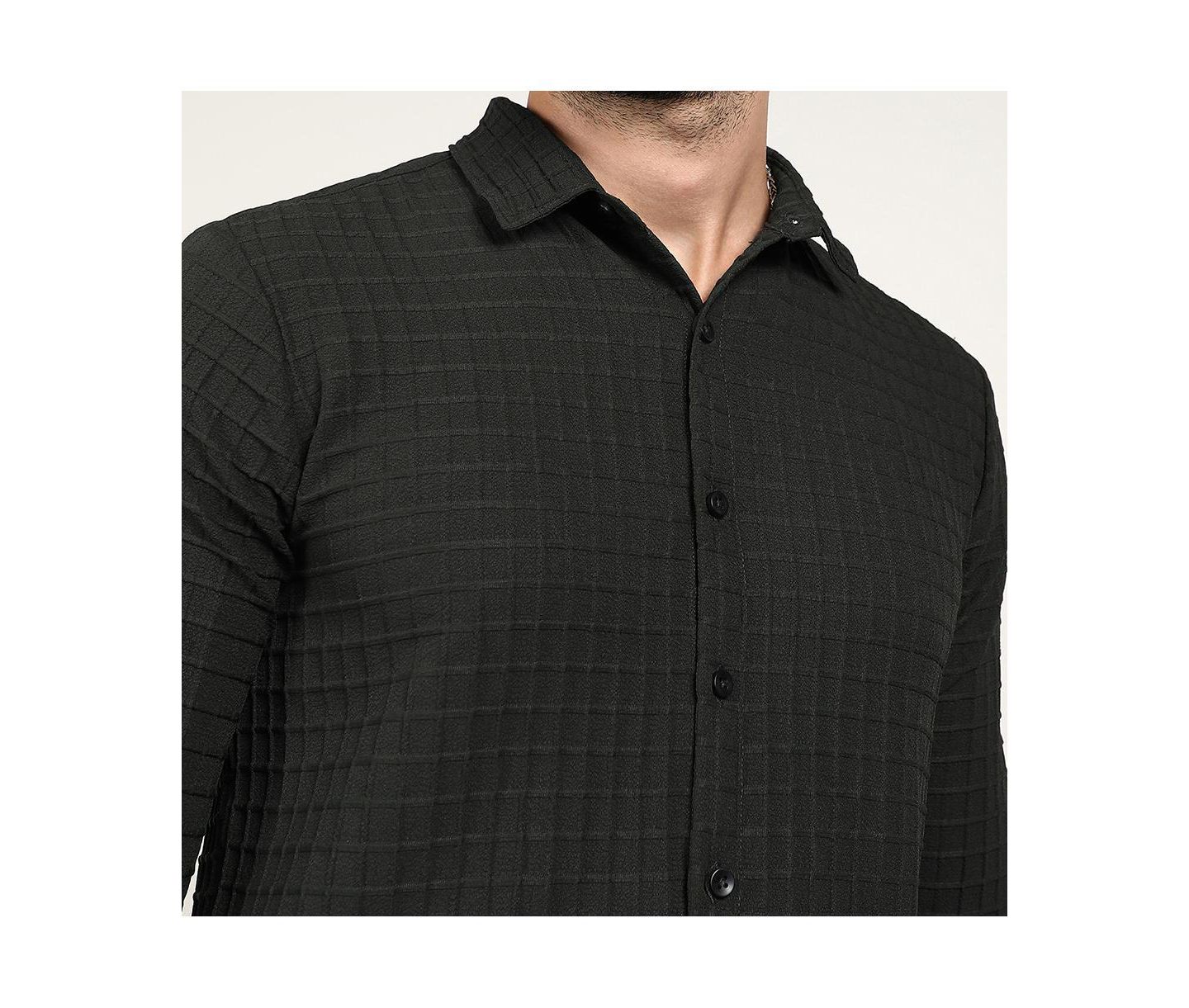 Мужская рубашка Cahoot Midnight Black Embossed Graph Check, цвет: Чёрный — фото 6