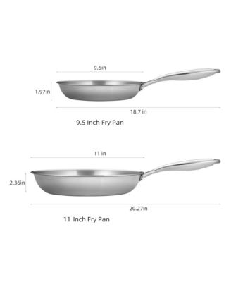 9.5" and 11" Tri-Ply Stainless Steel 2 Piece Frying Pan Set