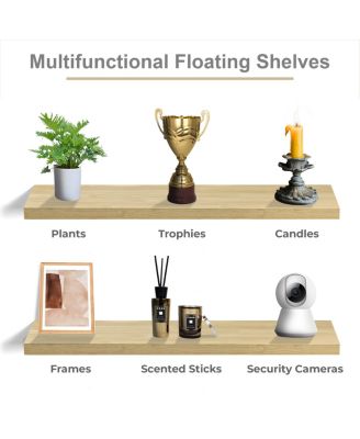 2-Pack Long Floating Wall Shelves, 35" x 9", for Bedroom, Kitchen, Living Room, Trophies, Frames, Books