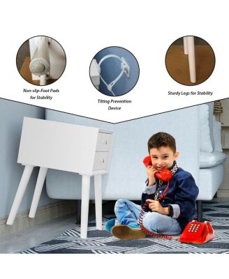 Mid-Century Wooden Multipurpose End Table with 2 Storage Drawers