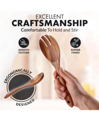 12-Piece Teak Wooden Utensils for Cooking