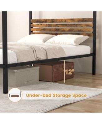 Twin Canopy Bed Frame with Under Bed Storage