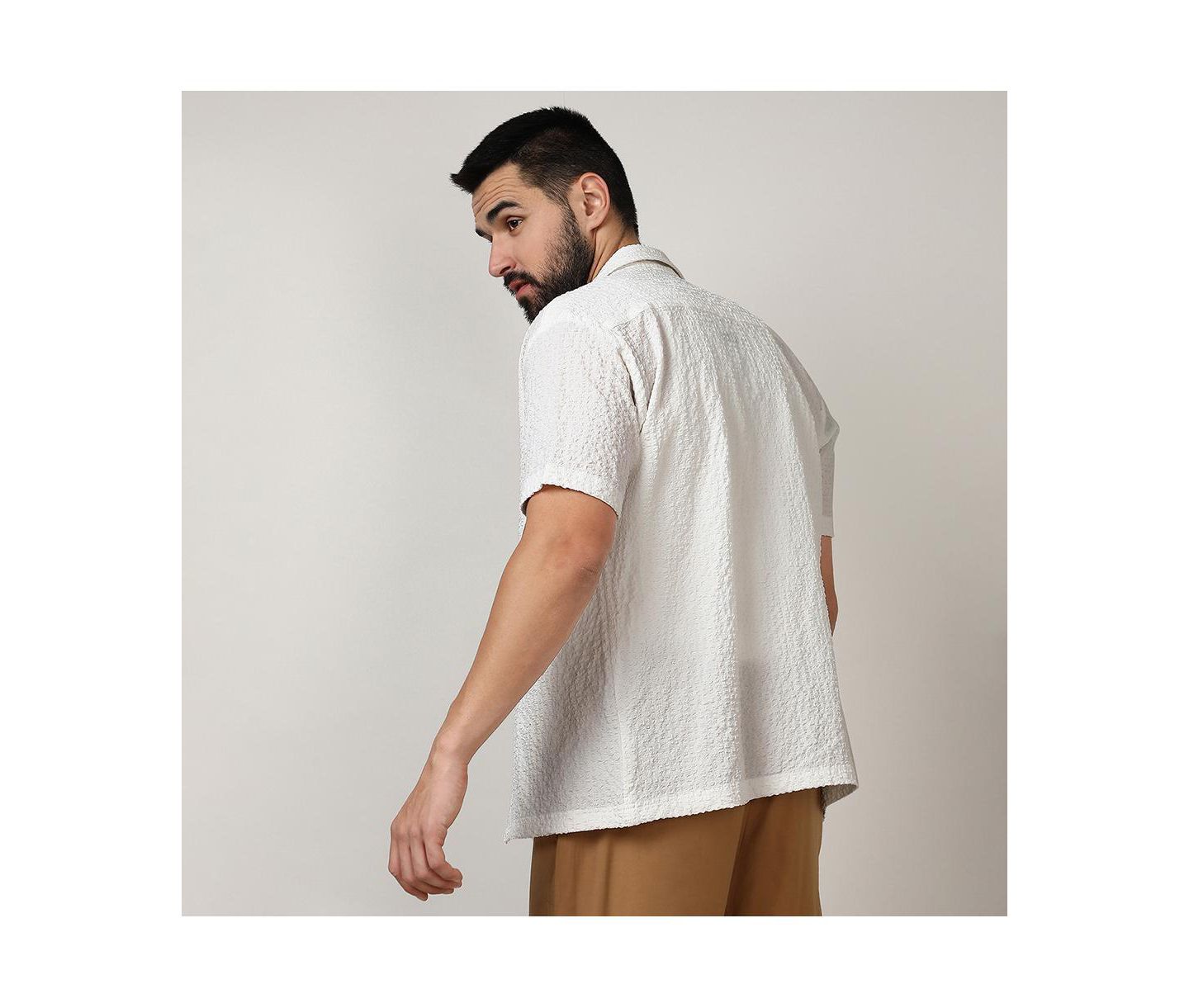 Мужская рубашка Cahoot Chalk White Micro Creased, цвет: Белый — фото 7