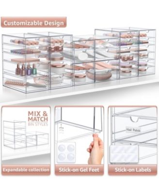30 Drawers Acrylic Organizer for Makeup, Organization and Storage, Art Supplies, Jewelry, Stationary - 6 Pcs Clear Stackable Storage Drawers