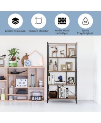 4-Tier Industrial Freestanding Bookshelf with Metal Frame