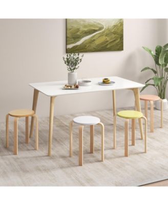 Set of 4 Bentwood Stackable Stools Dining Stools with Round Tops