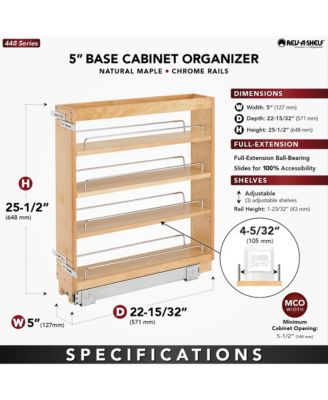5" Pull Out Kitchen Cabinet Organizer Pantry Spice Rack, 448-BC-5C