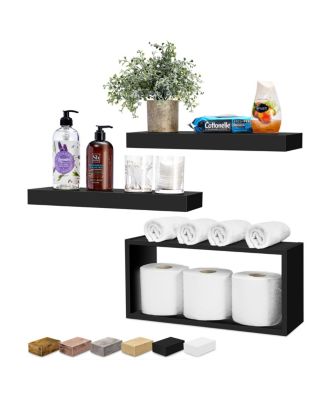 2 Floating Shelves with Invisible Brackets & 1 Rectangular Box