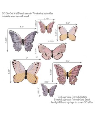 Butterfly Dreams 3-Dimensional Wings Colorful Wall Decals/Stickers