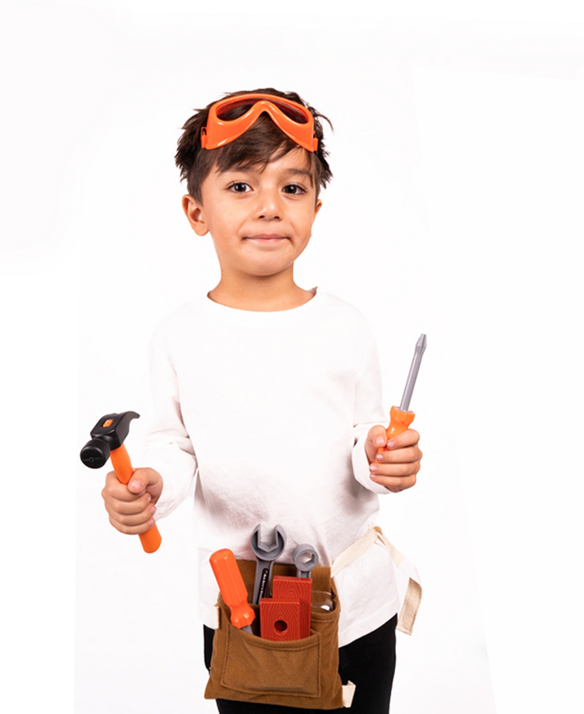World Tech Toys Big Boy's Workshop 14 Piece Carpenter Playset In Orange
