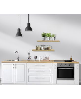 Set of 3 (24"x9") Sorbus Rectangle Floating Shelves with Invisible Brackets - for Bedroom, Kitchen Decor, Bathroom Shelves