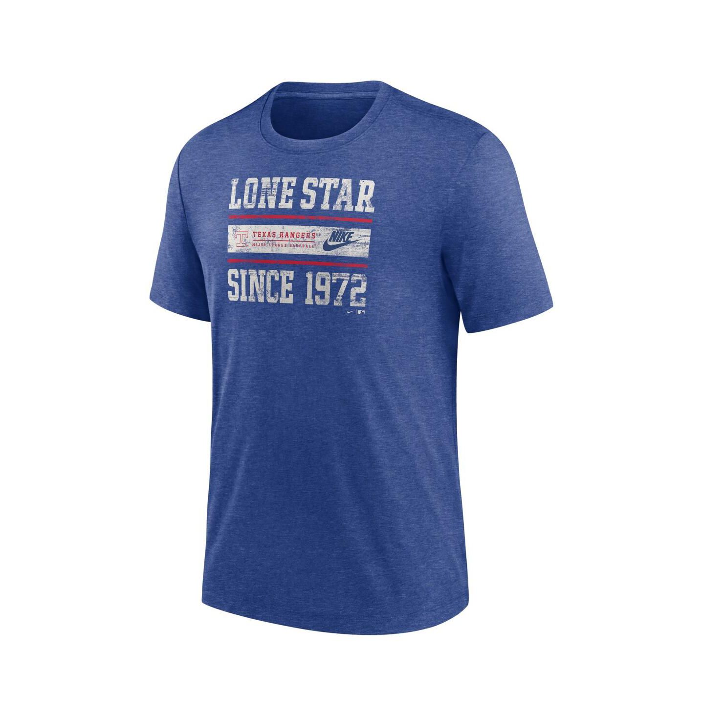 Мужская футболка Nike Heather Royal Texas Rangers Cooperstown Collection Local Stack Tri-Blend — фото 3