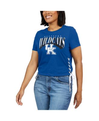Women's Royal Kentucky Wildcats Side Lace-Up Modest Crop T-Shirt
