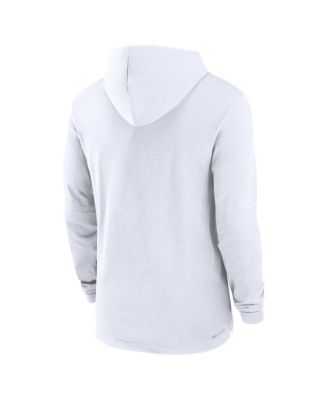 Men's White Michigan Wolverines Sideline Hoodie Performance Long Sleeve T-Shirt