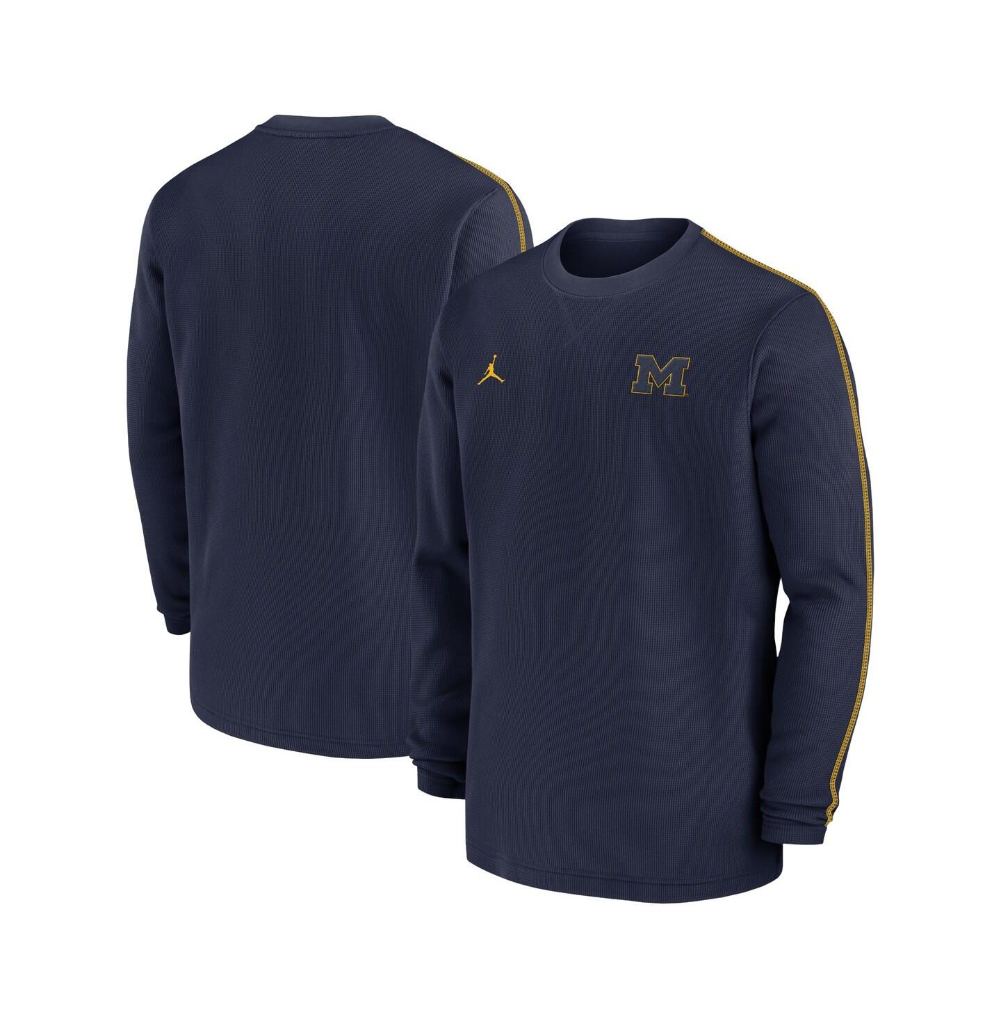 Мужской топ Jordan Navy Michigan Wolverines 2024 Sideline Coaches Long Sleeve — фото 1