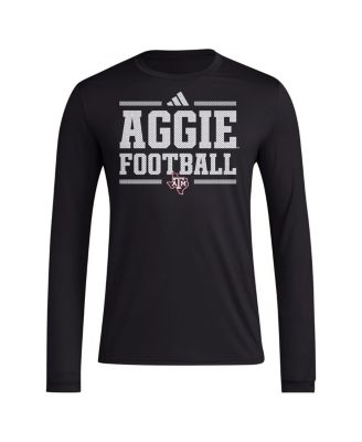 Men's Black Texas A M Aggies Locker Football Pre-Game AEROREADY Long Sleeve T-Shirt