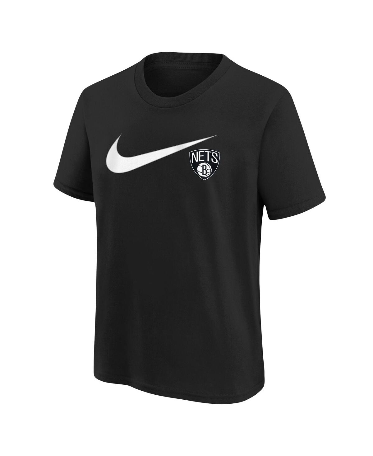 Nike Big Boys And Girls Black Brooklyn Nets Swoosh T-shirt In Black