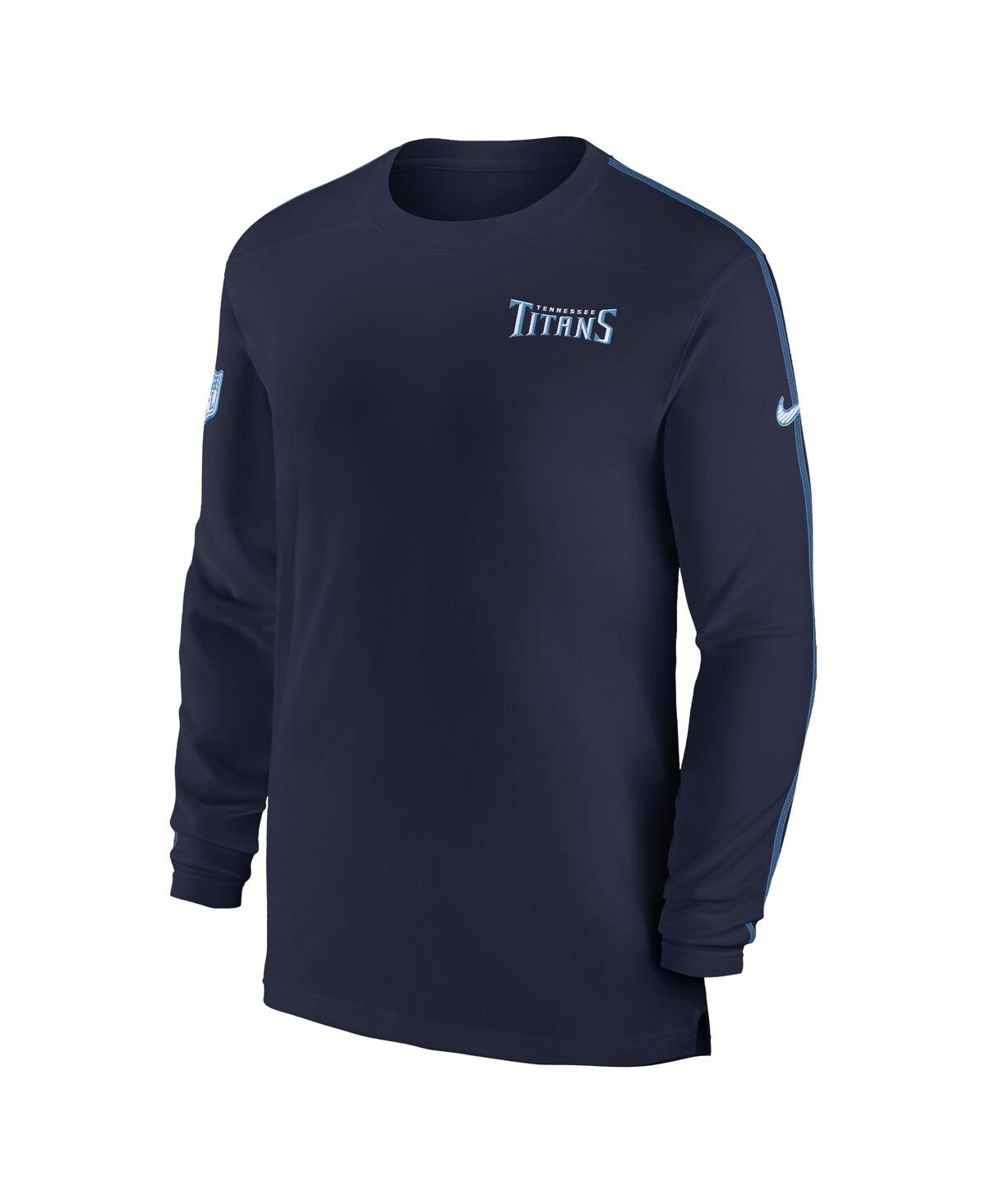Nike Men's Navy Tennessee Titans Sideline Coach Uv Performance Long Sleeve T-shirt In Navy,blue