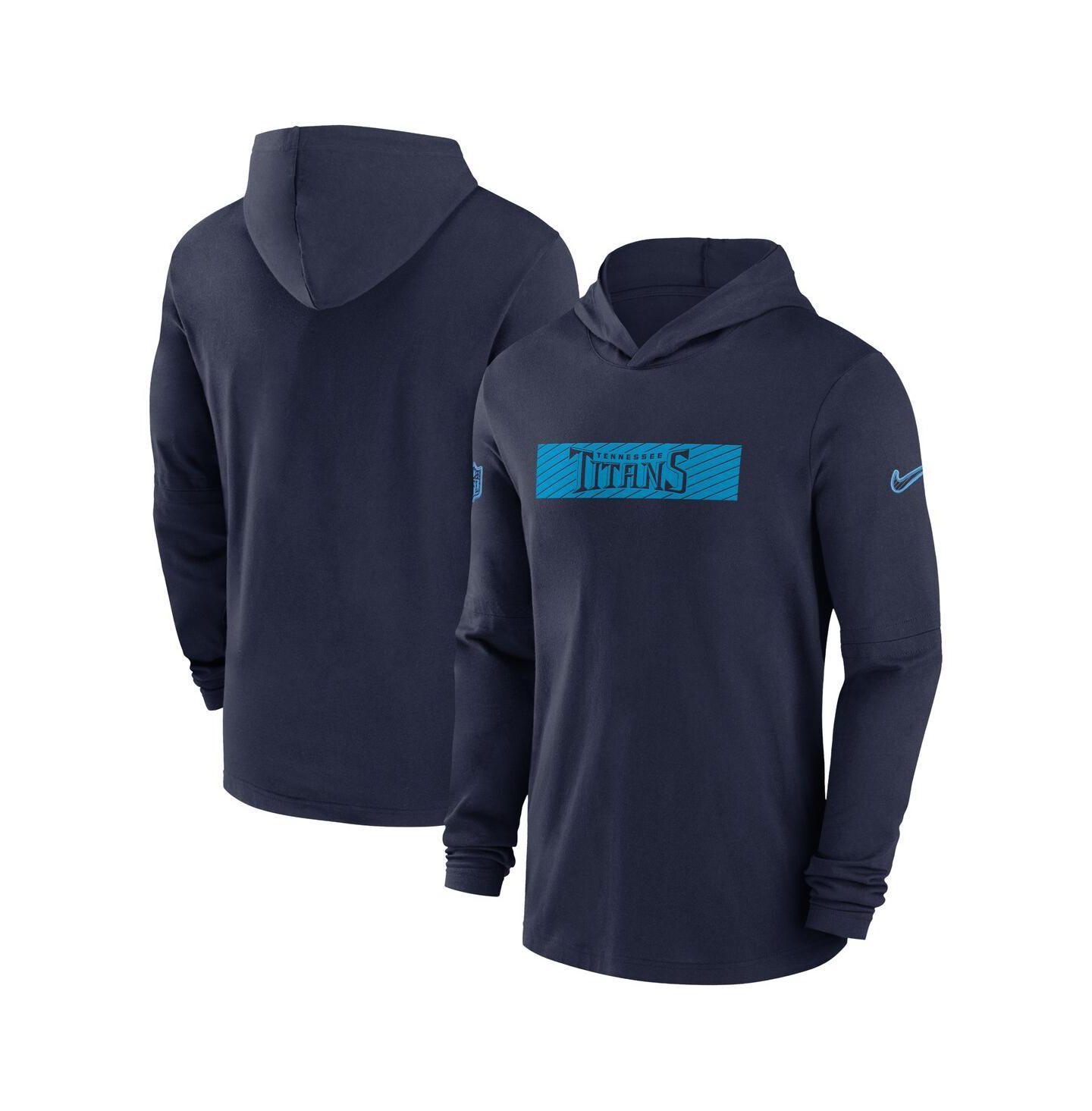 Мужское худи Nike Navy Tennessee Titans Sideline Performance Long Sleeve T-Shirt — фото 1