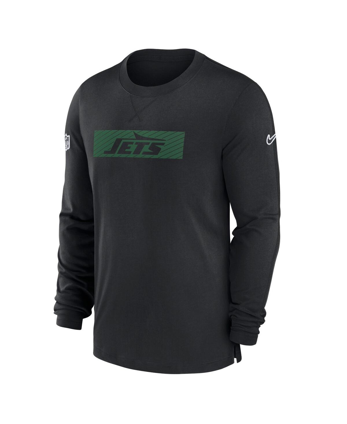 Nike Men's Black New York Jets Sideline Player Performance Long Sleeve T-shirt In Black