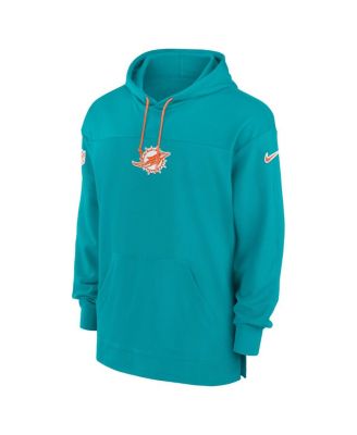 Men's Aqua Miami Dolphins Sideline Jersey Performance Pullover Hoodie