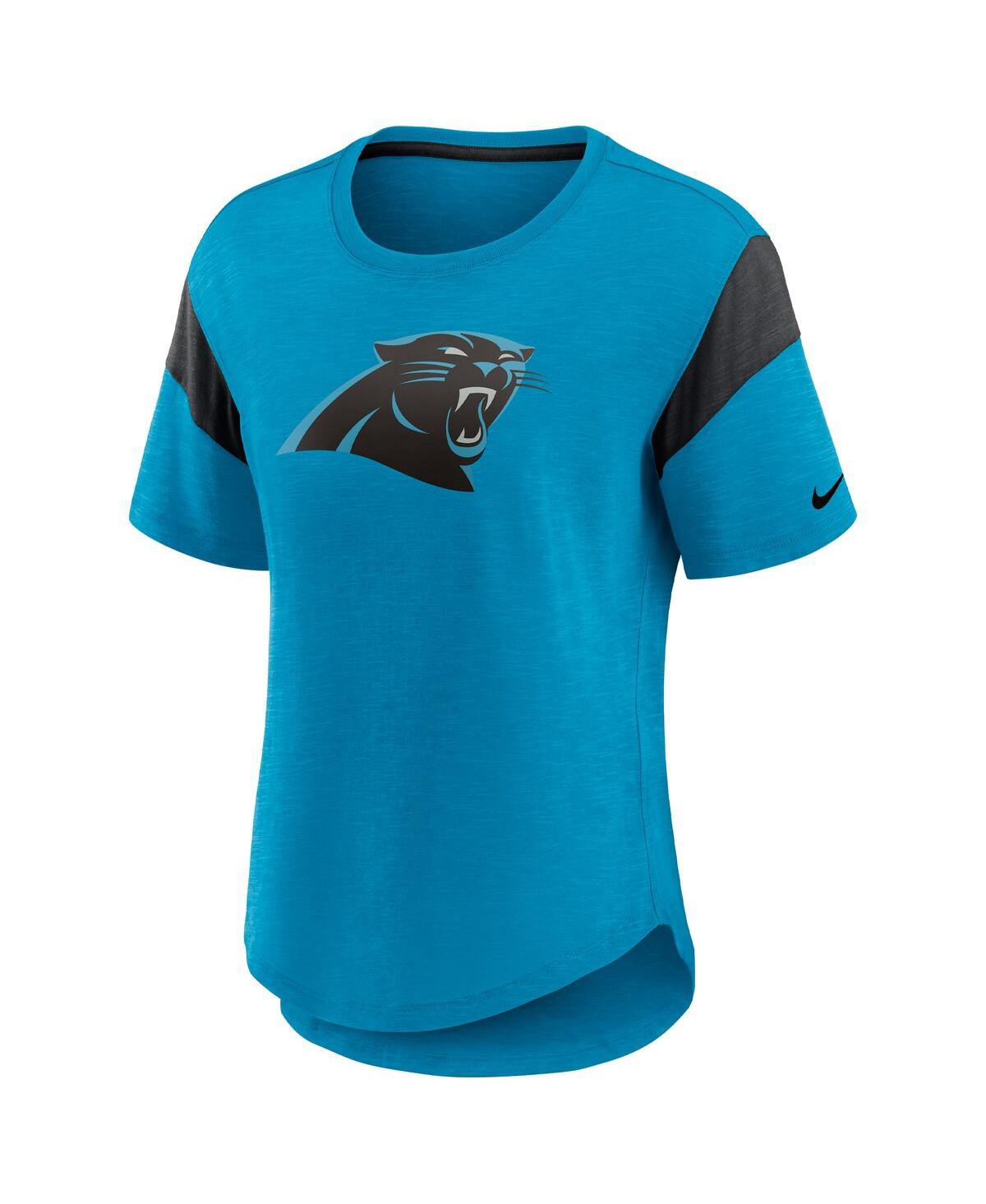 Nike Women's Blue Carolina Panthers Primary Logo Fashion Top In Blue,heather Black