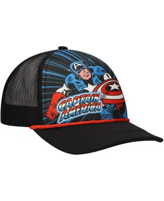 Big Boys and Girls Black Captain America Foam Trucker Adjustable Hat