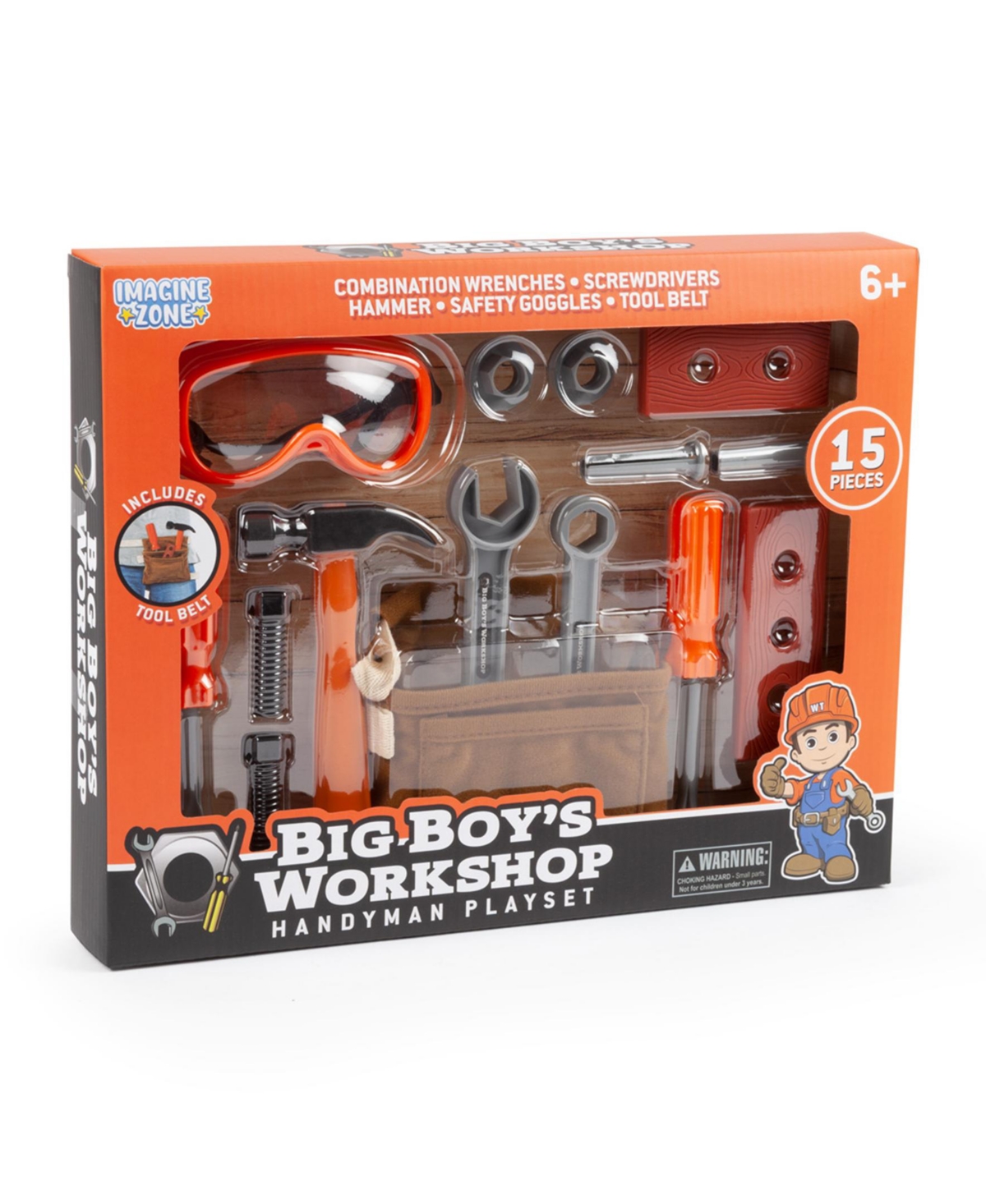 World Tech Toys Big Boy's Workshop 15 Piece Handyman Playset In Orange