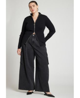 Women's Plus Size Two Way Zipper Sweater