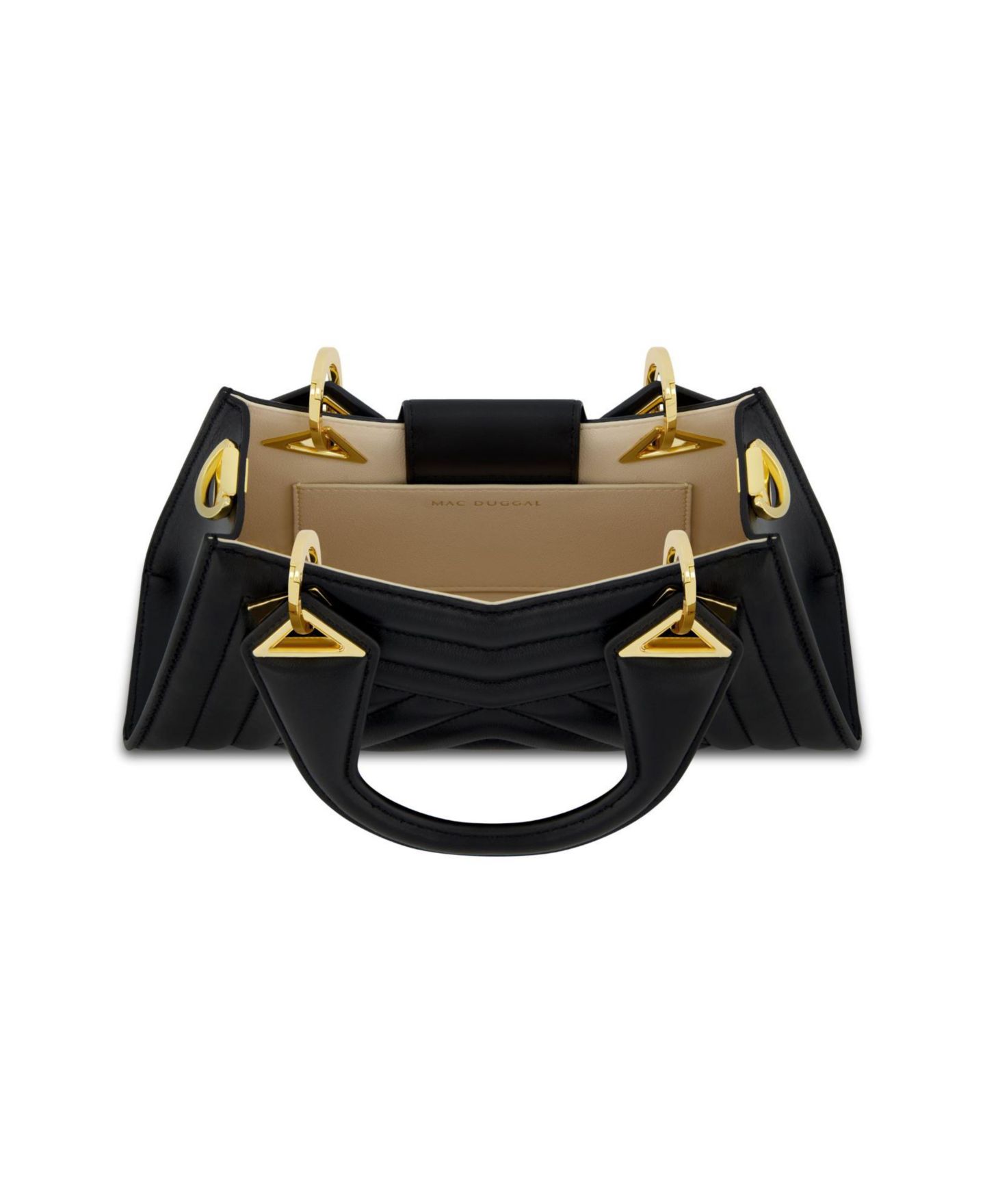 Женская сумка Mac Duggal Angular Quilted Napa Leather Handbag, цвет: Чёрный — фото 2