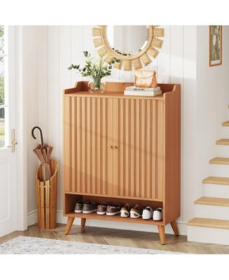 Tribesigns Shoe Cabinet with Doors, Entryway Shoe Storage Cabinet with Adjustable Shelves and Open Shelf, Wooden Hidden Shoe Organizer Cabinet - Macy's
