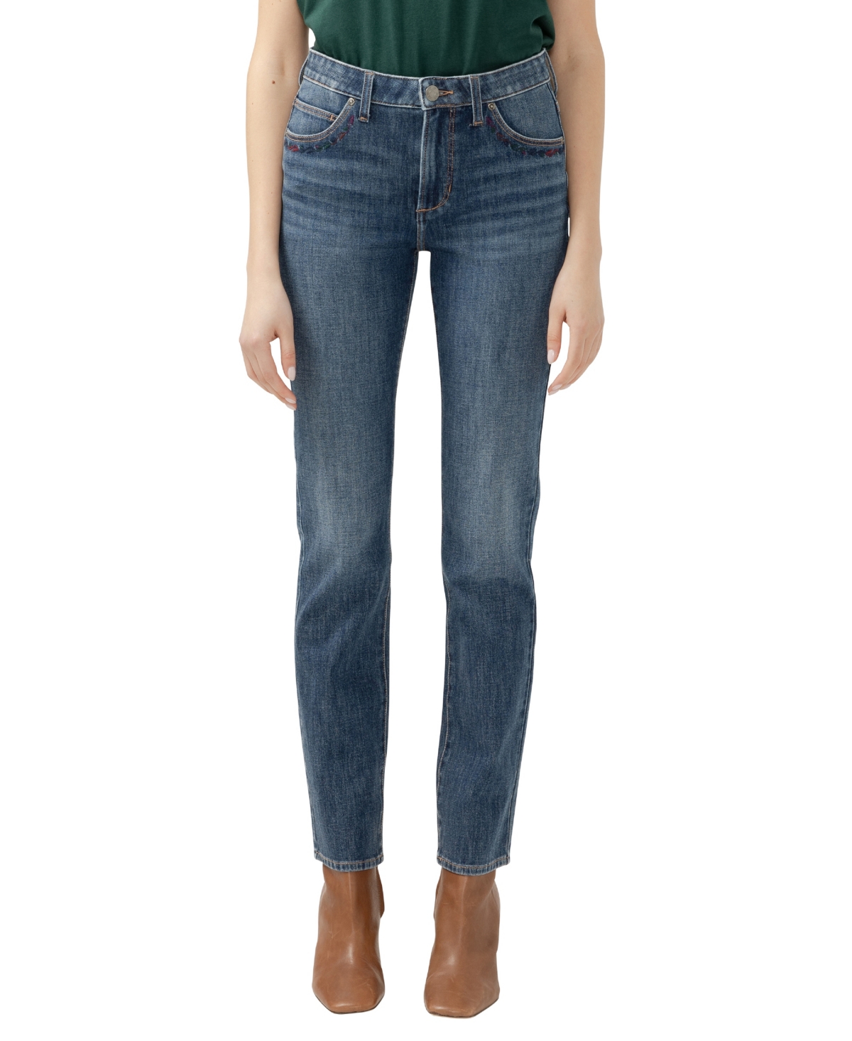 Women's Ruby Mid Rise Straight Leg Jeans - Jardin Blue