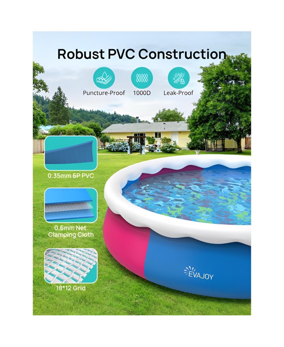 Skonyon x 48in Inflatable Swimming Pool Include Filter Pump, Ground Cloth and Cover