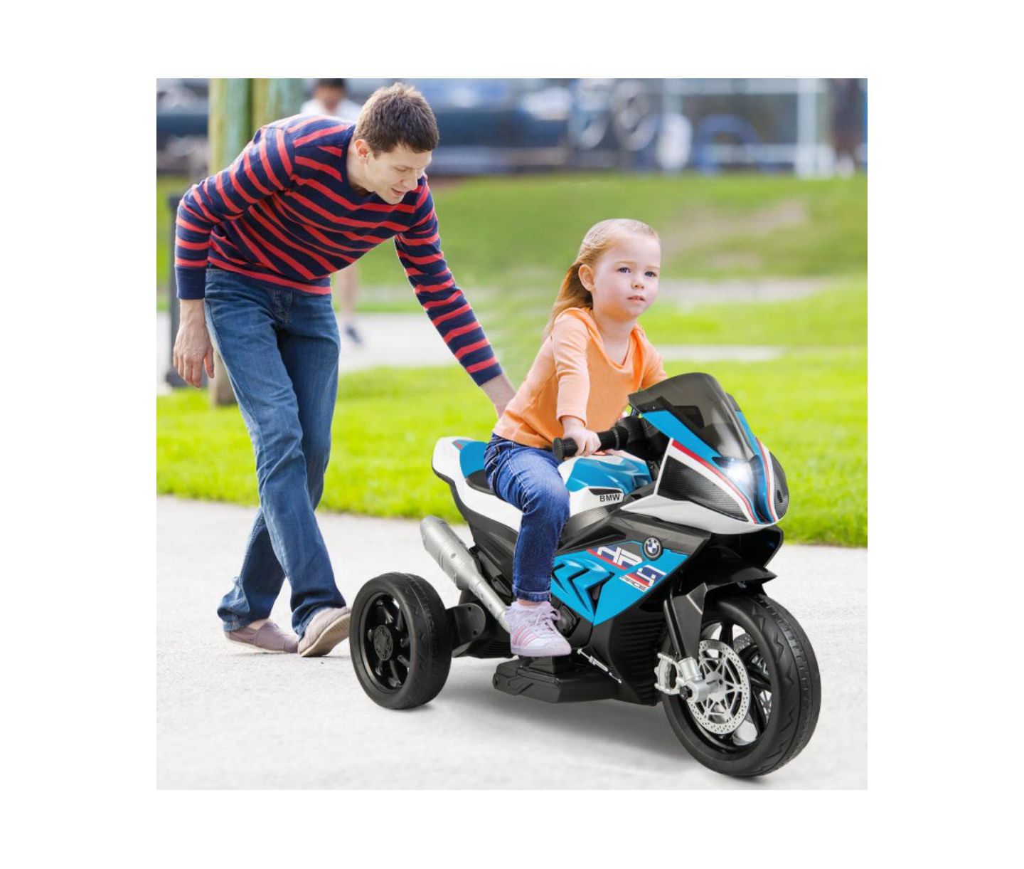 Детская игрушка VEBREDA 12V Licensed Kids Toy Motorcycle Ride On Bike with LED Lights, Music and Forward Reverse Drive, цвет: Синий — фото 8