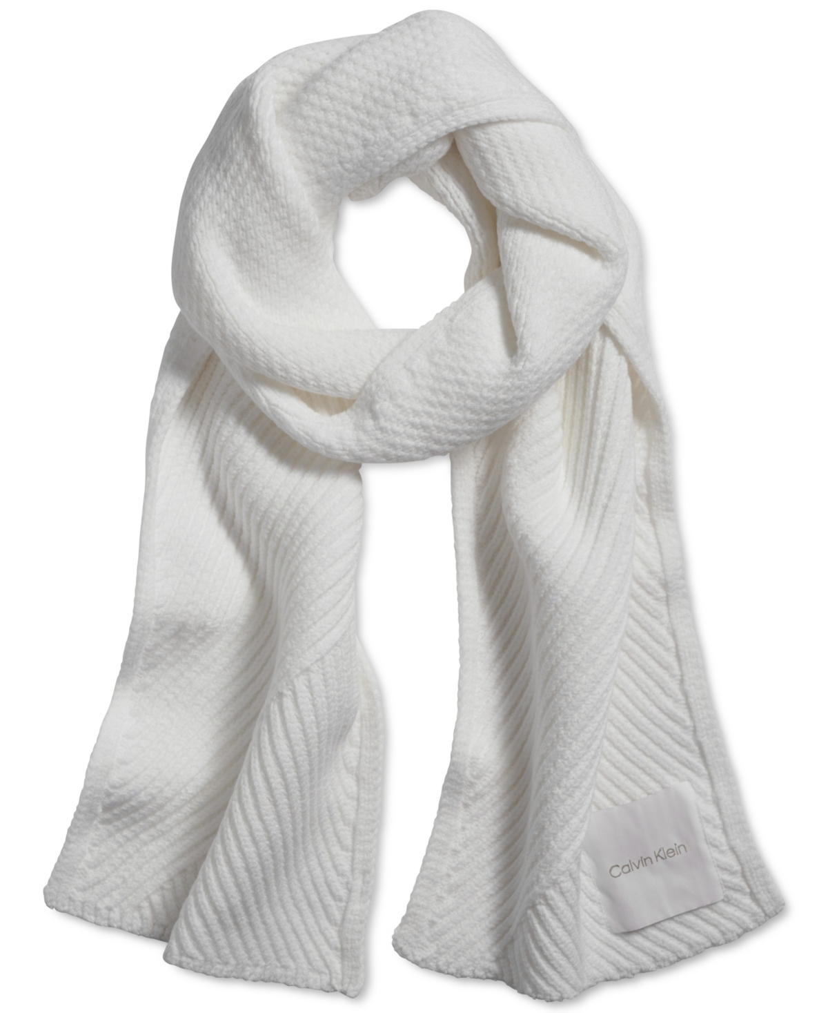 Shop Calvin Klein Chunky Rib Knit Scarf In Cream