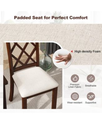 Dining Chair Set of 2 Wood Kitchen Chairs with Upholstered Seat Cushion and Rubber Wood Legs